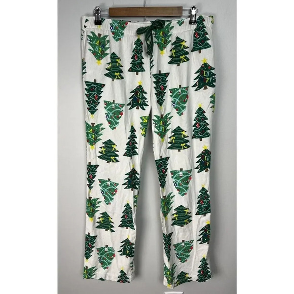 Old Navy Flannel Christmas Tree Print Pajamas 3 Piece Sleep Set Holiday Women’s - Picture 7 of 16